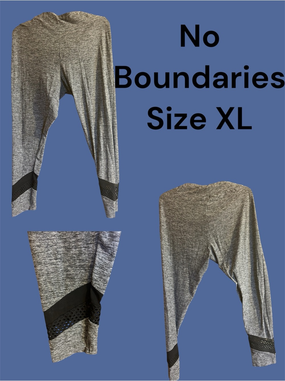 No Boundaries Heather Gray Leggings with Black Accent - XL